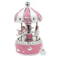 Pink & Silver Horse Carousel Music Box With Stars (Twinkle Twinkle Little Star)