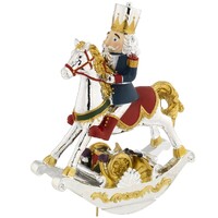 19cm Blue & Red Nutcracker On Rocking Horse Music Box image