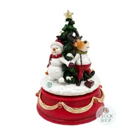 14cm Christmas Tree Music Box With Santa & Reindeer & Snowman (We Wish You A Merry Christmas)