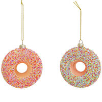 9cm Glass Donut Hanging Decoration- Assorted Designs