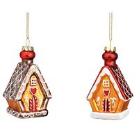 10cm Glass Gingerbread House Hanging Decoration - Assorted Designs image