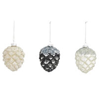 9cm Glass Pinecone Hanging Decoration- Assorted Designs