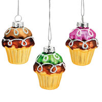 7cm Glass Cupcake Hanging Decoration- Assorted Designs
