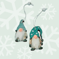 7cm Green & White Gnome Hanging Decoration- Assorted Designs