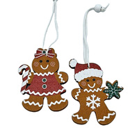 6cm Wooden Gingerbread Figurine Hanging Decoration- Assorted Designs