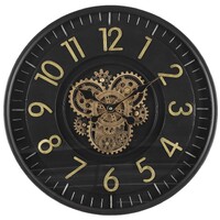 55cm Clarke Black & Gold Moving Gear Clock By COUNTRYFIELD