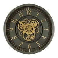 46cm Celestial Grey & Gold Moving Gear Wall Clock By COUNTRYFIELD