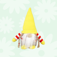 17cm Gnome With Yellow Hat & Stripey Clothes