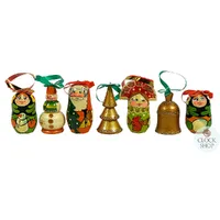Russian Dolls Hanging Decoration- Green & Orange 6cm (Set of 7)