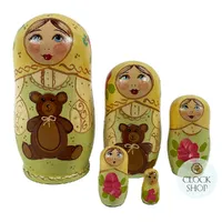 Zagorsk Country Russian Dolls With Teddy 11cm (Set Of 5)