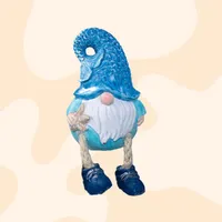 Neptune- The Coral Crew | 12cm Merman Gnome Shelf Sitter | Dark Blue Hat & Light Blue Top