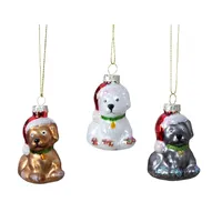 6.3cm Glass Dog Hanging Decoration (Set Of 3)
