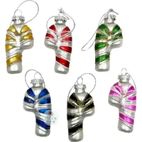 7.5cm Glass Candy Cane Hanging Decoration- Assorted Designs