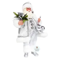 28cm Silver & White Standing Santa Claus