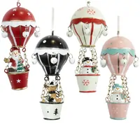 11cm Metal Hot Air Balloon With Bells Hanging Decoration- Assorted Designs