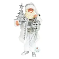 38cm Silver & White Standing Santa Claus
