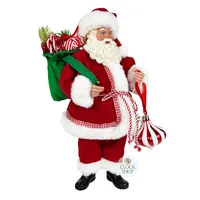 38cm Standing Santa Claus Holding Sack Of Presents