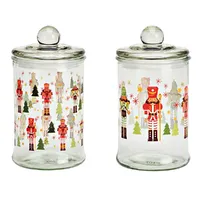 19cm Nutcracker Glass Storage Jar - Assorted Designs