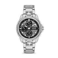 45mm Arrondissement Silver Mens Watch With Black & Crystal Dial By VERSACE image