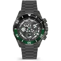 43mm Gunmetal Black & Green Chronograph Mens Watch With Silicon Band By KENNETH COLE