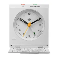 7.8cm White Analogue Travel Alarm Clock With World Time Zone Map By BRAUN