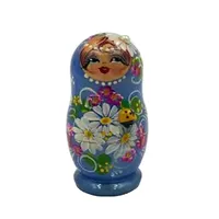 Floral Russian Dolls- Blue With Ladybug 10cm (Set Of 5)