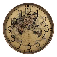 60cm Radar World Map Gold Wall Clock By COUNTRYFIELD