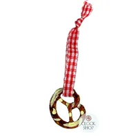 3.5cm Pretzel Hanging Decoration (Red Ribbon)