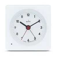 10cm Barber White Easi-Set Smartlite Analogue Alarm Clock By ACCTIM