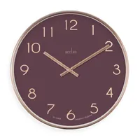 25cm Elma Mulberry & Gold Round Wall Clock By ACCTIM