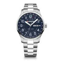 42mm Attitude Stainless Steel Mens Swiss Quartz Watch With Blue Dial By WENGER