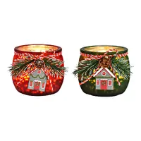 7cm Glass Christmas Lantern - Assorted Designs