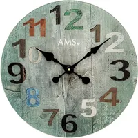 40cm Blue & Multi Coloured Round Glass Wall Clock By AMS