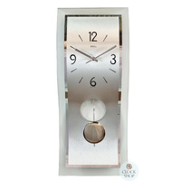 60cm Silver Curved Glass Pendulum Wall Clock With Aluminium Inlay By AMS image