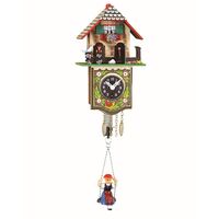 CHALET MECHANICAL CLOCK WITH ALPINE FLOWERS & WEATHER HOUSE BY TRENKLE
