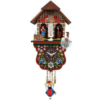 Swiss Weather House Battery Chalet Clock With Swinging Doll 21cm By TRENKLE image