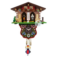 Swiss Weather House Battery Chalet Clock With Swinging Doll 21.5cm By TRENKLE image