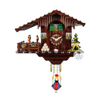 Forest Cabin Battery Chalet Clock With Dancers & Swinging Doll 16cm By TRENKLE image