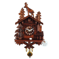 Forest Cabin & Deer Battery Carved Kuckulino 20cm By TRENKLE