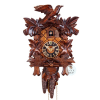 Moving Birds 1 Day Mechanical Carved Cuckoo Clock 32cm By HÖNES image