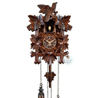 5 Leaf & Bird Battery Carved Cuckoo Clock 22cm By TRENKLE image