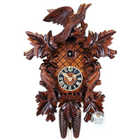 5 Leaf & Bird 8 Day Mechanical Carved Cuckoo Clock With Side Birds 48cm By HÖNES image