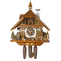 Chalet Beer Drinker, Walker And Water Wheel 52cm Cuckoo Clock By HÖNES