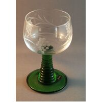 Gw - Green Steam Etched Wine Glass - Small