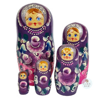 Floral Russian Dolls- Purple 15cm (Set Of 5) image