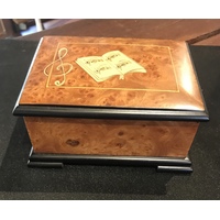 Wooden Music Box with Inlay Music Sheet Lid BY JOBIN Tune Glockenspiel