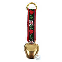 10cm Gold Cowbell With Hearts & Flowers On Strap image