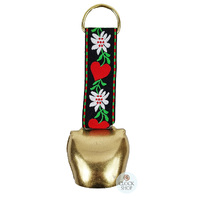 17cm Gold Cowbell With Hearts & Flowers On Strap image