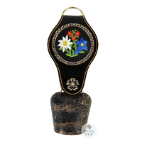 ANTIQUE COW BELL WITH EMBROIDERY LEATHER STRAP