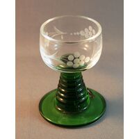 Gw - Green Steam Etched Liqueur Glass